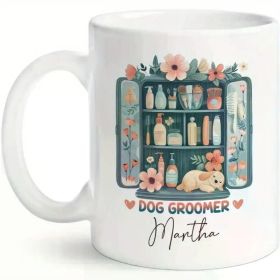 Dog Groomer Coffee Mug Custom Name Dog Grooming Cup Grooming Tool Mug With Floral